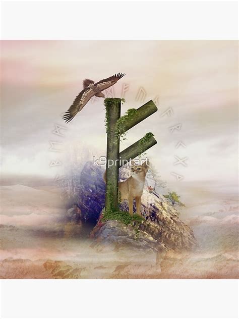 "Fehu Rune Digital Art Collage" Poster for Sale by k9printart | Redbubble