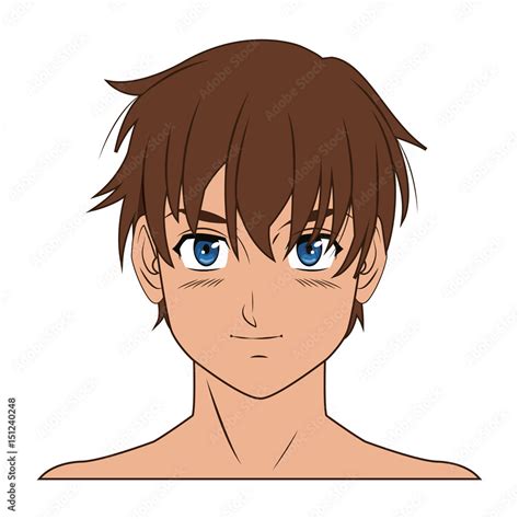 young guy. anime boy character japanese vector illustration Stock ...