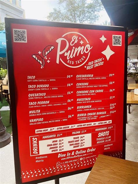 Menu at El Primo Red Tacos (PopUp) restaurant, Miami