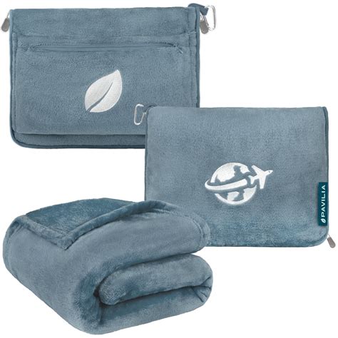 PAVILIA Travel Blanket and Pillow Set, Airplane Blanket Compact 2-in-1 ...