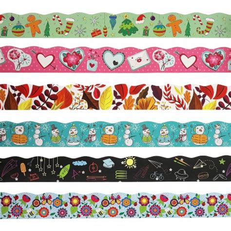 Seasonal Classroom Bulletin Board Borders, 6 Designs (36 In, 6 Pack ...