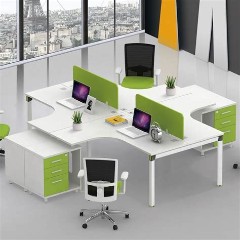 New Design modular office furniture 4 person office desk cross style ...