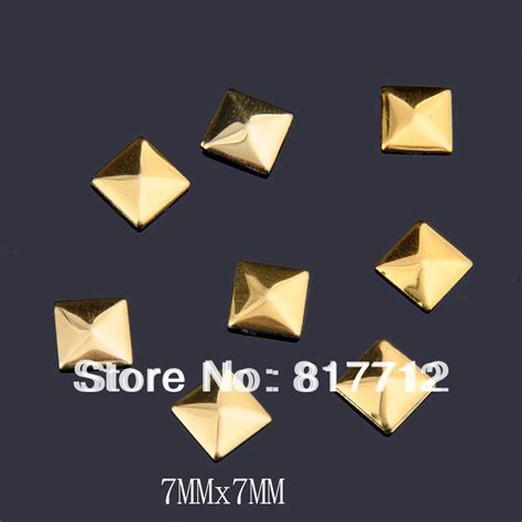 500pcs Gold Square 7mm DIY Acrylic 3D Metal Nail Art Decorations ...