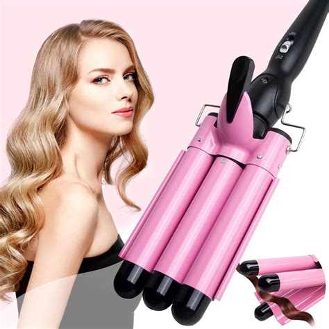 3 Barrel Curling Iron Wand Dual Voltage Hair Crimper Temperature ...