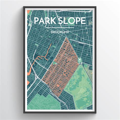 Park Slope City Map Art Prints - High Quality Custom Made Art - Point ...