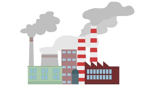 Air pollution, factory, industrial enterprise. Pipes with smoke. Vector ...