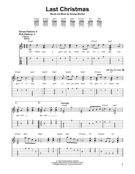 Last Christmas by George Michael - Easy Guitar Tab - Guitar Instructor