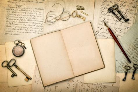 Open diary book and old letters | Open book, Old letters, Vintage ...