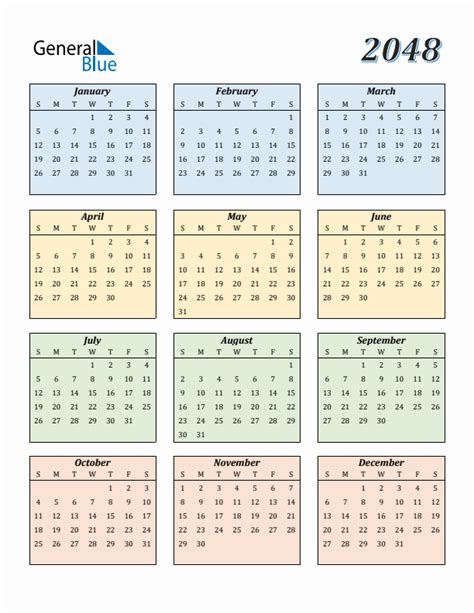 Free 2048 Calendars in PDF, Word, Excel