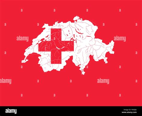 Map of Switzerland in colors of the Swiss flag. Colors of flag are ...