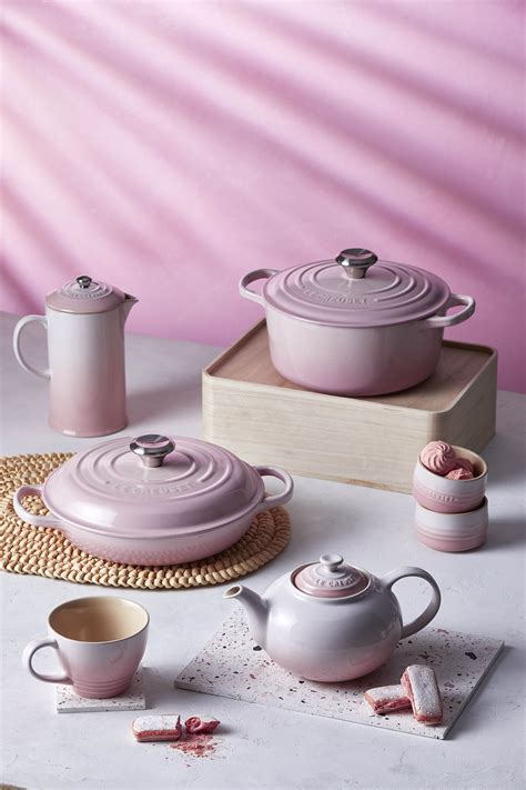 Le Creuset Shell Pink | Le creuset cookware, Tableware photography ...