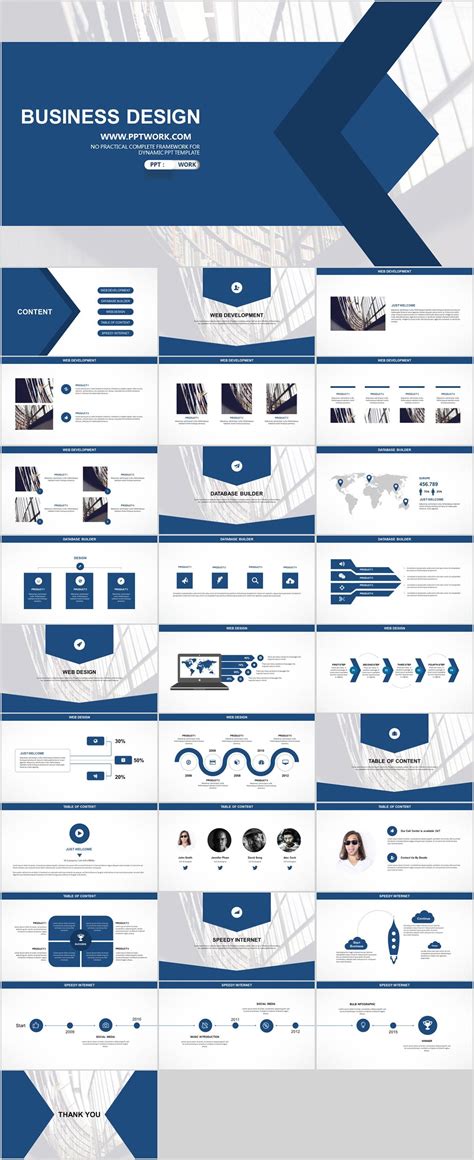 Blue white business report powerpoint templates – Artofit