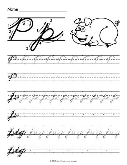 Free Printable Cursive P Worksheet | Cursive worksheets, Cursive ...