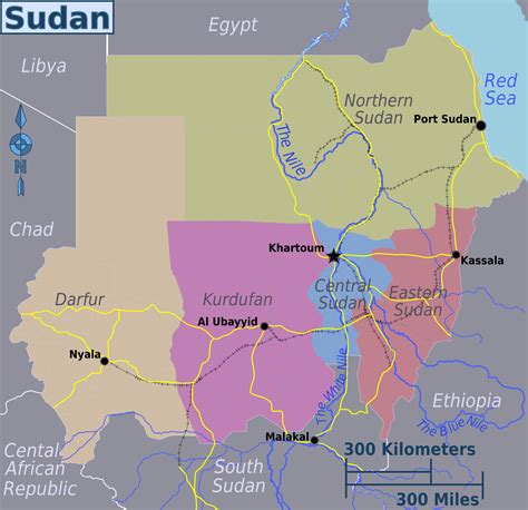 Large regions map of Sudan | Sudan | Africa | Mapsland | Maps of the World