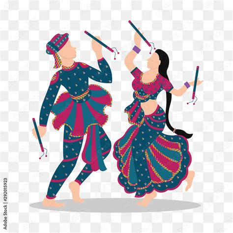 Vector illustration of couple dance on garba in indian festival of ...