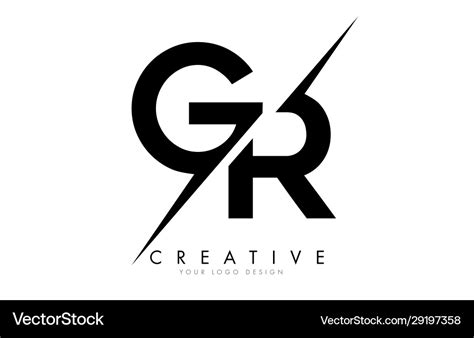 Gr g r letter logo design with a creative cut Vector Image