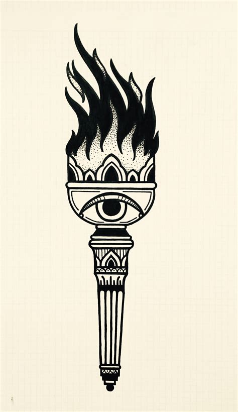 torch traditional tattoo | Blackwork, Tatuagem tradicional, Tatuagem