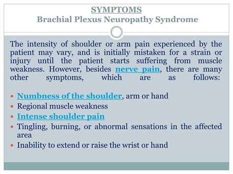 Ppt Brachial Plexus Neuropathy Syndrome Causes Symptoms Daignosis ...