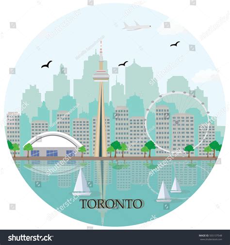 Toronto Canada City Skyline Main Landmarks Stock Vector (Royalty Free ...