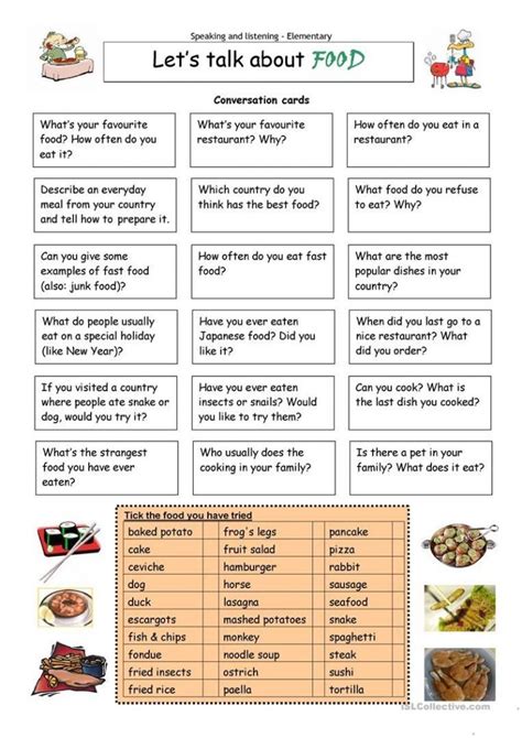 Let's Talk About Food Worksheet - Free Esl Printable Worksheets Made ...