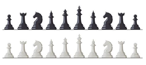 Chess game. Black and white chess pieces, king, queen, bishop, rook, k ...