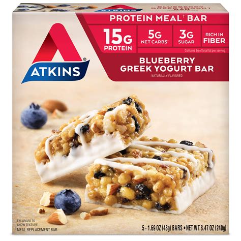 Buy Atkins Blueberry Greek Yogurt Protein Meal Bar, High Fiber, 15g ...