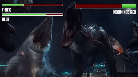 T-rex vs. Indominus Rex WITH HEALTHBARS | Final Battle | HD | Jurassic ...