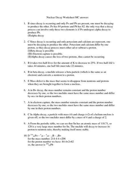 Alpha And Beta Decay Worksheet With Answers - Ivuyteq