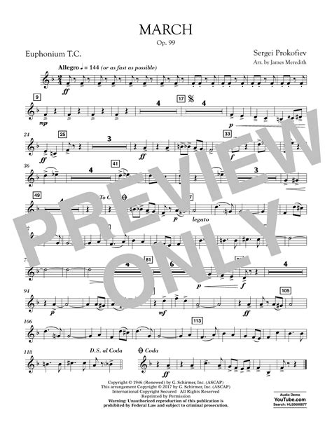 March, Op. 99 - Euphonium in Treble Clef by James Meredith Sheet Music ...