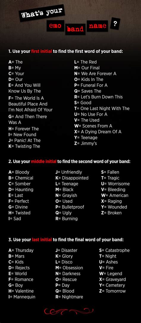 The Official Emo Band Name Generator | Band name generator, Emo bands, Emo