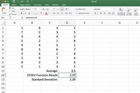 How to Use the STDEV Function in Excel