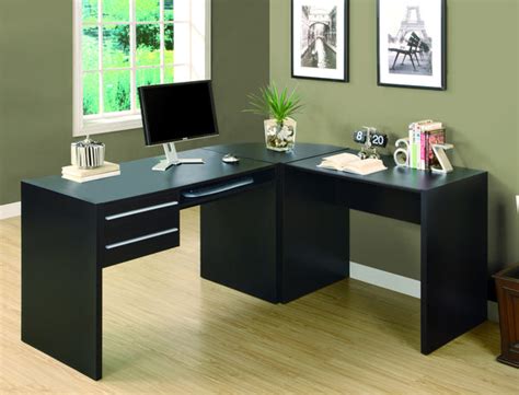 Modern Cappuccino L-Shaped Desk with Two Drawers & Keyboard Tray ...