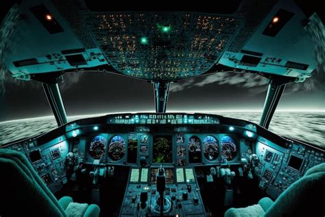 Premium AI Image | Cabin interior of aircraft at night with no one in ...