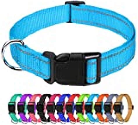 TagME Reflective Nylon Dog Collars, Adjustable Classic Dog Collar with ...