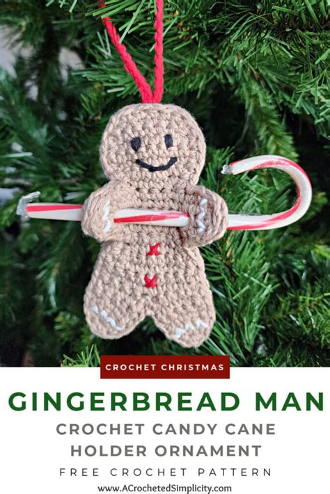 Crochet Gingerbread Man Candy Cane Holder - A Crocheted Simplicity