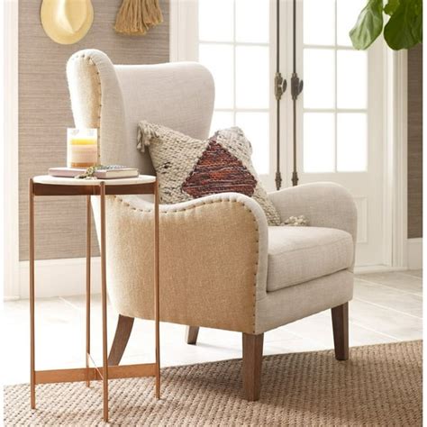 Elle Decor Mid-Century Modern Wingback Chair in Two-Toned Beige ...