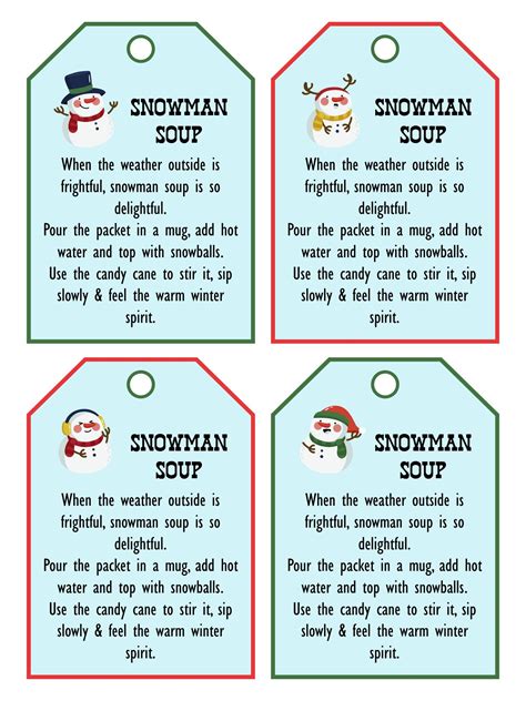 Snowman Soup Labels - 10 Free PDF Printables | Printablee