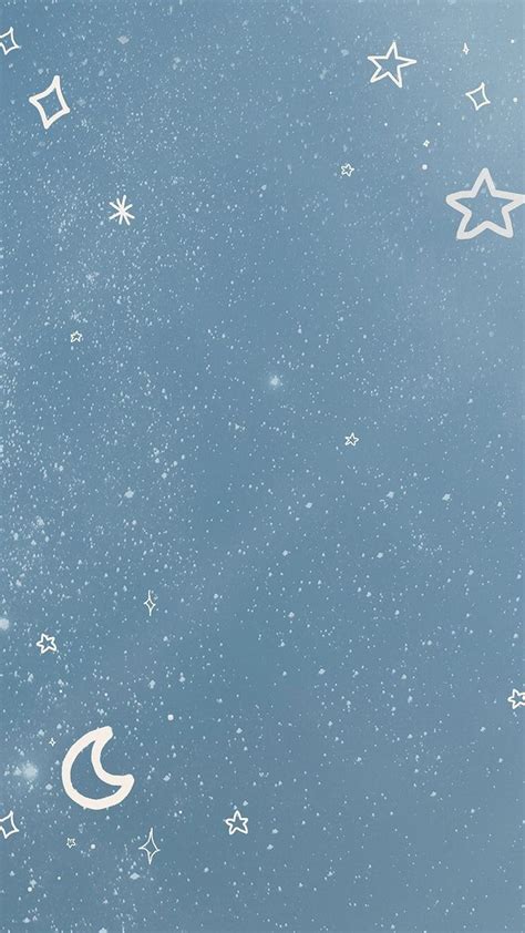 Moon and Stars Pattern on Starry Background