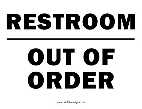 Restroom Out of Order Sign - Printable Signs