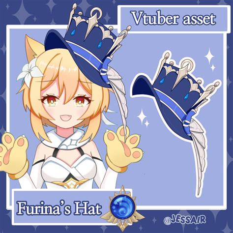 VTUBER ASSET 2D/3D Furina Hat Genshin Impact Accessorie, Twitch ...