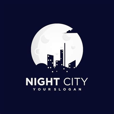 Premium Vector | Night city logo with a silhouette of city and building ...