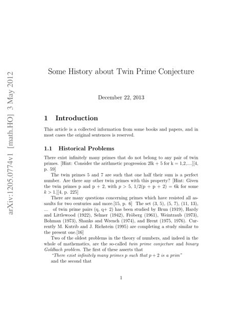 (PDF) Some history about Twin Prime Conjecture