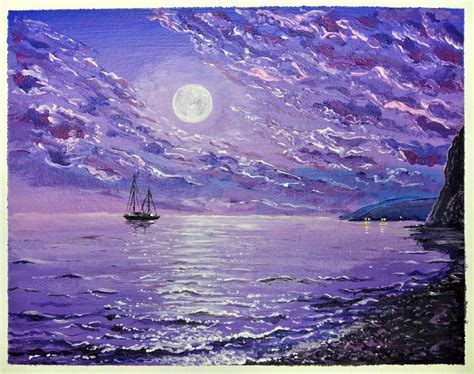 Painting Ideas #85 | Night Fairy Sea |Acrylic Art Challenge Painting by ...