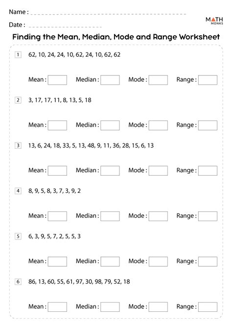 Mean Median And Mode Worksheets