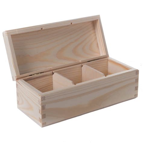 Plain Wooden Small Storage Box With Hinged Lid/3 Compartments - Etsy UK