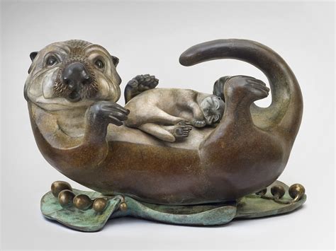 Sea Otter Mom & Pup by Pokey Park (Metal Sculpture) | American Artwork