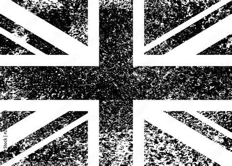 Vintage Union Jack, Great Britain grunge flag, black and white, vector ...