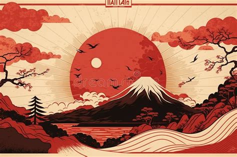 Japanese Ukiyo-e, Landscapes, Art Prints. AI Generation Mountains ...