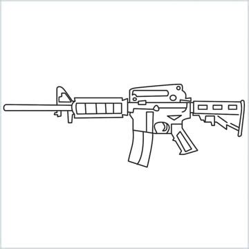 How To Draw M4A1 Gun Step by Step - [9 Easy Phase]