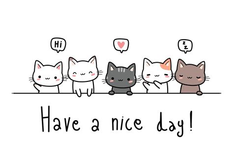 Cute cat kitten greeting cartoon doodle background wallpaper 3423831 ...